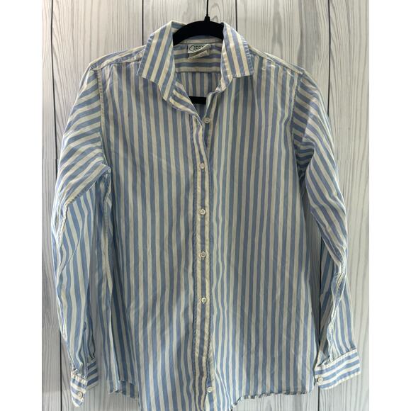 Laura Ashley Vintage Blue White Striped Button Up Shirt UK 12 EU 40 (READ) - Picture 1 of 8